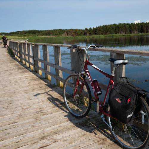 Cycling a series of pretty trail bridges to St. Peter's Bay