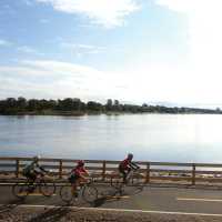 Pedalling along the Ashuapmushan River, Saguenay–Lac Saint-Jean