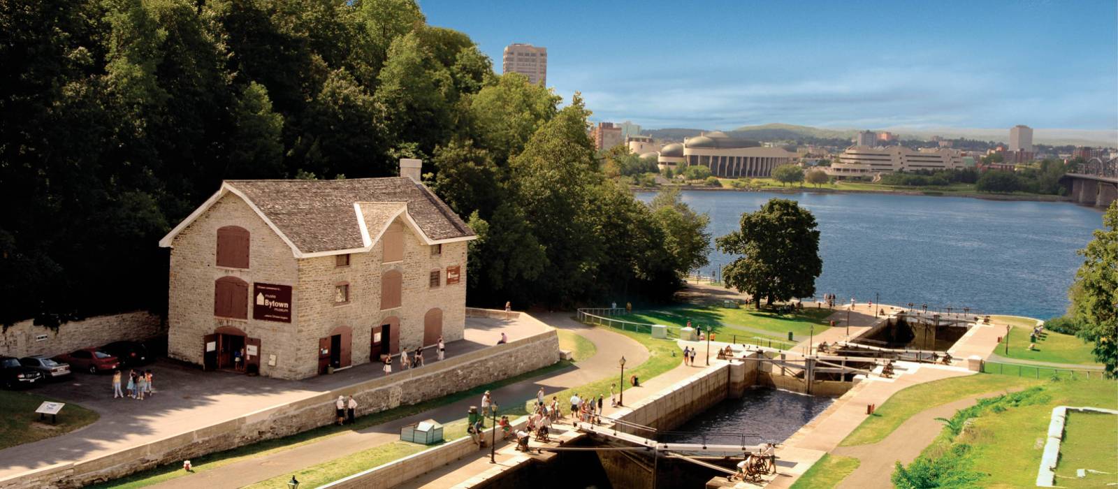 Les écluses du Canal Rideau et le musée Bytown à Ottawa | ©Destination Canada