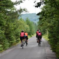 Riding the P'tit Train du Nord bike path into the forest | Nathalie Gauthier