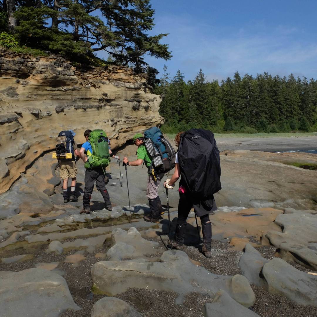 Navigating the rocky shelf during low tide